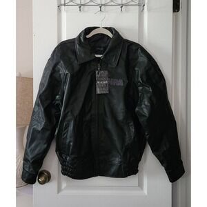 Burks‎ Bay NRA Leather Bomber Jacket Men's Size M Black Member's Edition